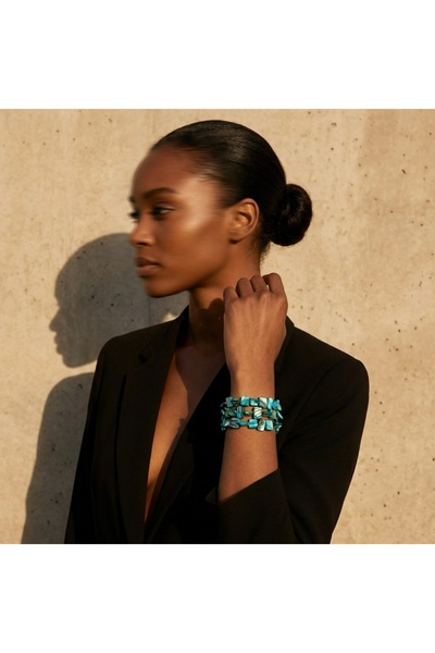 COCOSH TAKI Blue stone wrapped multi-design bracelet