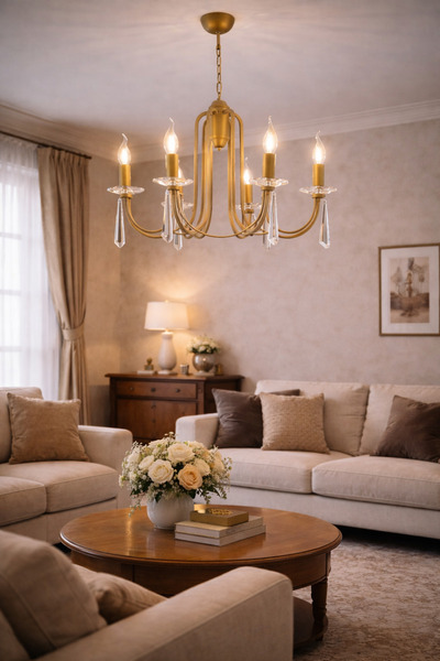 HubRom Κρυστάλλινος πολυέλαιος, DAMIAN 4106-06-FRR 62x82 cm 6xE14-40W Αντικέ-...