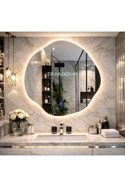 ER-KA DİZAYN LOFT TOUCH ASİMETRİK Led'li Lavabo & Banyo Aynası (Dokunmatik Se...