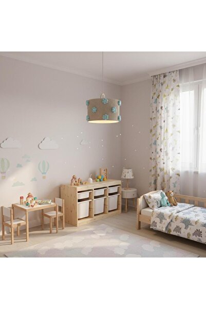 Elizim Home Lighting Makrome mavi papatyalı çocuk avize