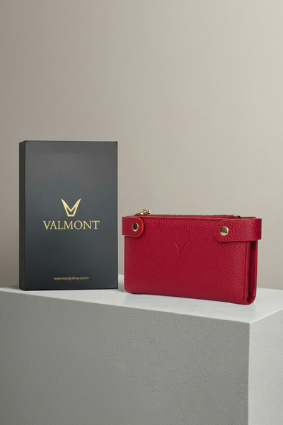 Valmont Özel Kutulu, Fermuarlı, Kartlıklı, Çok Bölmeli Kırmızı Şık Deri Kadın...