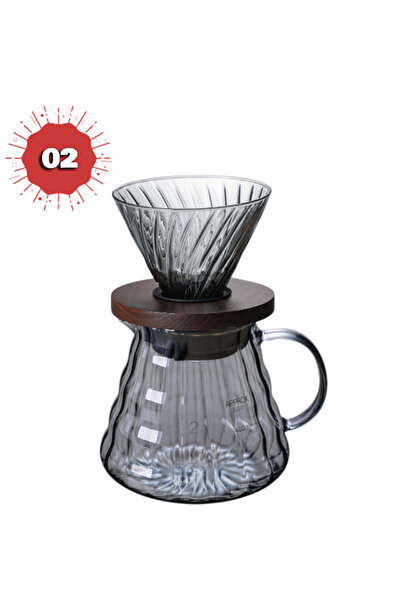 unbranded V60 drip coffee maker set consisting of a funnel and glass server