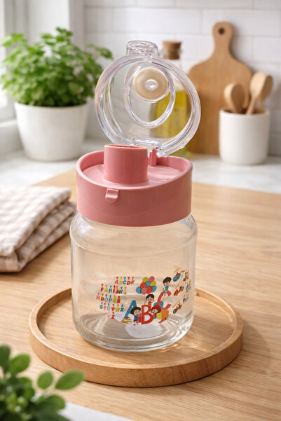 Sfmstore قارورة زجاجية للأطفال بغطاء مانع للتسرب سعة 370 سم مكعب