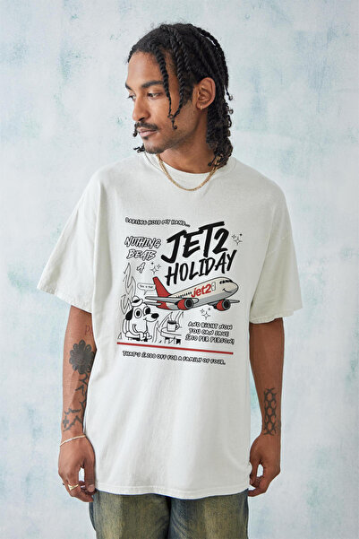 Tee&more. Unisex Oversize Jet2 Holiday Printed Premium T-Shirt