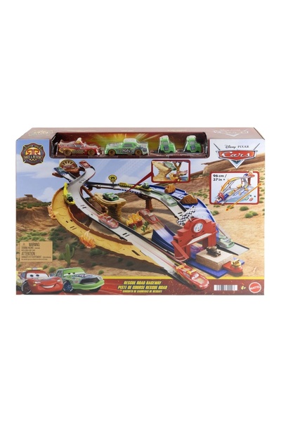 mattel Set de joacă Cars Race And Rescue, Curcuit Rescue și 3 mașini metalice