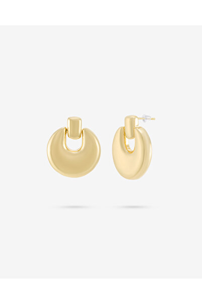 TARZ-I TAKI Steel Gold Round Shape Half Hoop Modern Earrings