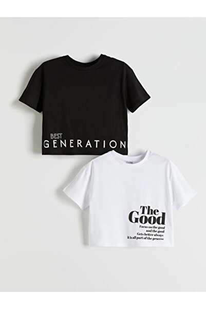 LC Waikiki تي شيرت Zero Roba Collar للفتيات من UZG STORE، مجموعة من قطعتين