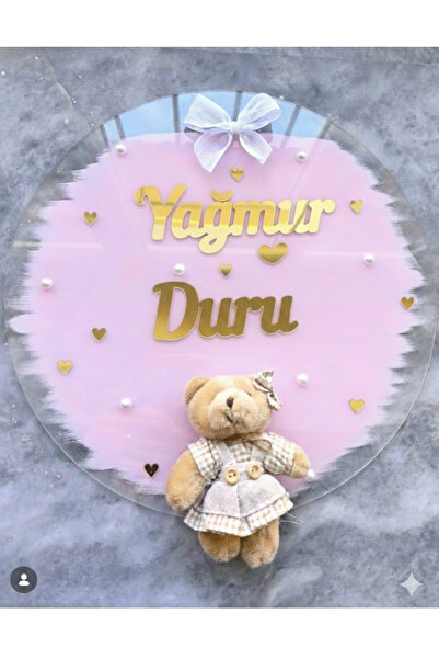 renkli mi renkli tasarım dünyası Pleksi gold ayıcıklı kapı süsü 30 cm isimli ...