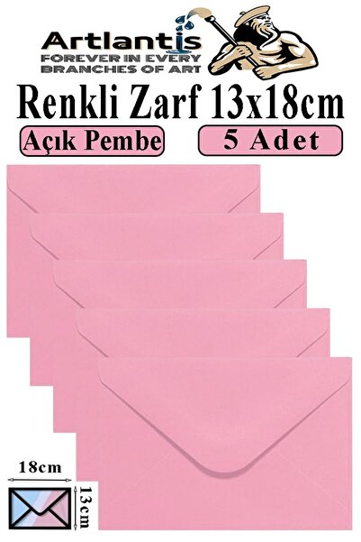 Artlantis Renkli Zarf 13x18 cm 5 Adet Renkli Mektup Zarfı Renkli Davetiye Zar...