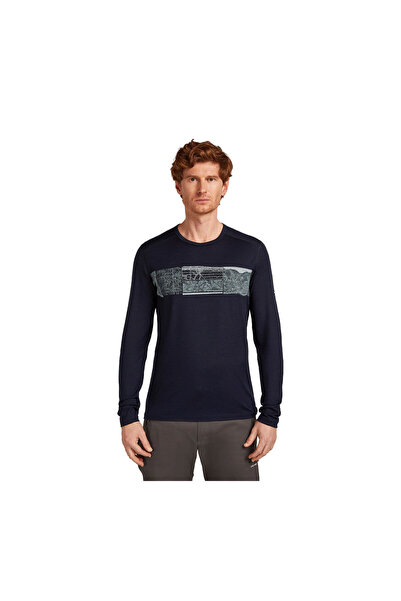 Icebreaker Bluză Barbati 200 Oasis LS Crewe Elevation Lin Midnight Navy