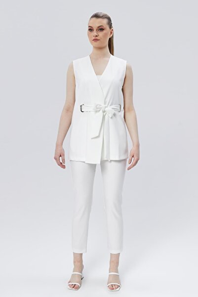 Milamia Women's Buckled Belted Vest and Trousers Two-Piece Set