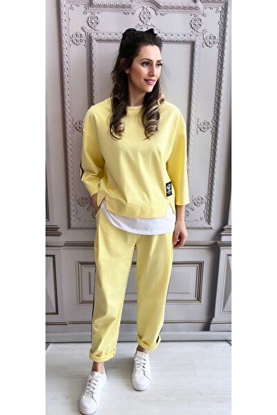 OnlyForYou Women's casual cotton tracksuit with side stripes