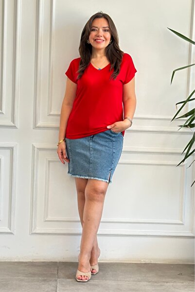 yb yağmur butik Fustă scurtă din denim cu șliț frontal