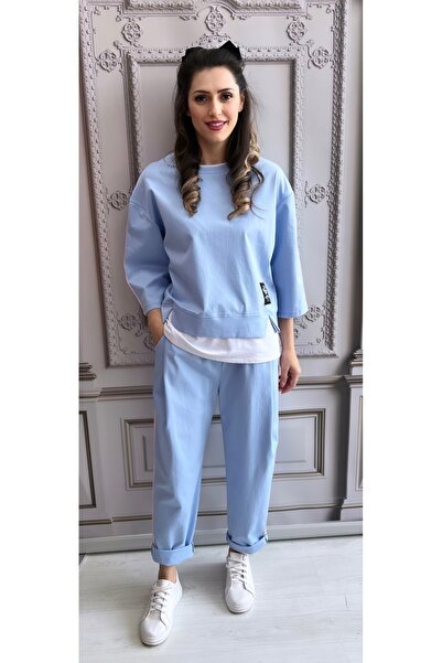 OnlyForYou Women's casual cotton tracksuit with side stripes