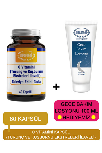 Ersağ C Vitamini Kapsül,(Turunç ve Kuşburnu Ekstreleri) - (Gece Bakım Losyonu...