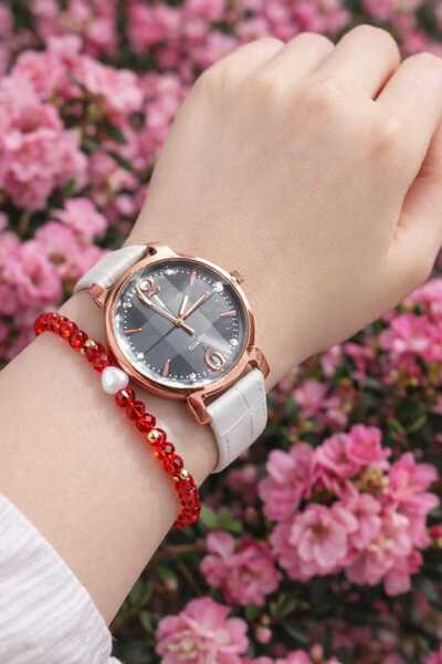 loreans deri kordonlu kadın saatı bileklik +kutu hediye