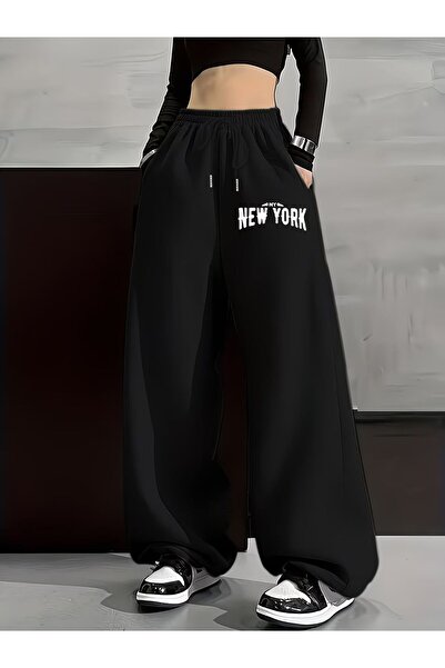 macklin Unisex Ny New York Printed Baggy Cut Wide Leg Sweatpants