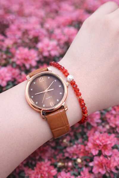 loreans deri kordonlu kadın saatı bileklik +kutu hediye