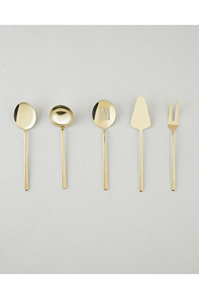 ozbience Stainless Steel 5-Piece Serving Set, Gold, 20.5-23.5 cm