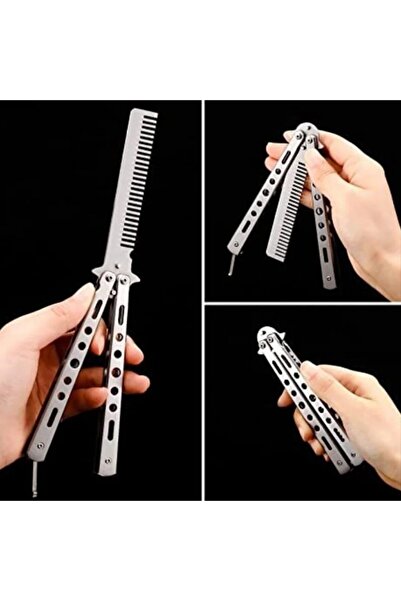 Twin Store ®   Gray Foldable Stainless Steel Comb Beard Mustache Brush for Pr...