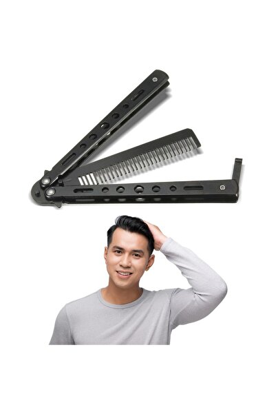 Twin Store ®   Black Foldable Stainless Steel Comb Beard Mustache Brush for P...