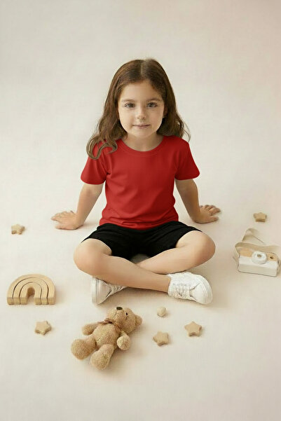 SPORTİVEA 100% Cotton T-Shirt/T-Shirt and 100% Cotton Shorts Girl's Set