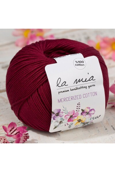 Leyaton خيط الحياكة اليدوي من القطن الممرسر باللون العنابي من لا ميا - 23 - 3...