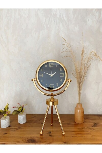 Urfakent Gold Metal Mini Tripod Siyah İnci Masa Saati 45×26 cm – Şık ve Moder...