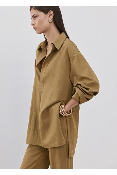 MANGO Woman Oversize gömlek yakalı gömlek