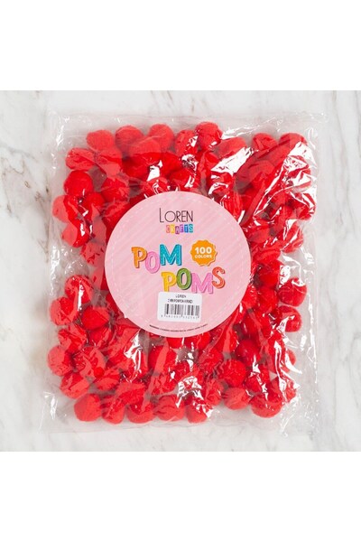 TEKNO Crafts 2 cm 100 Pieces Red Pompoms