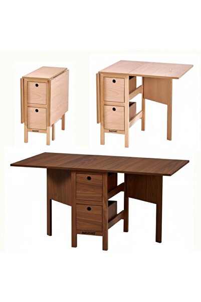 Masifart Trıe Çekmeceli Katlanır Dikdörtgen Yemek Masası