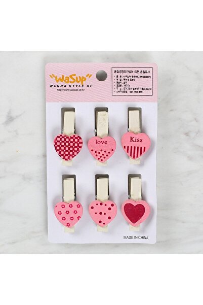 Leyaton مجموعة من 6 مثبتات على شكل قلب وردي مزخرف من لورين LWLHM-YTRS345