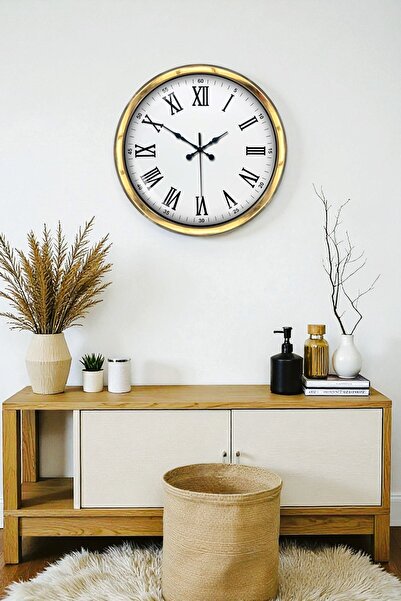 Lunaev ساعة حائط معدنية ذهبية فخمة مقاس 40 سم