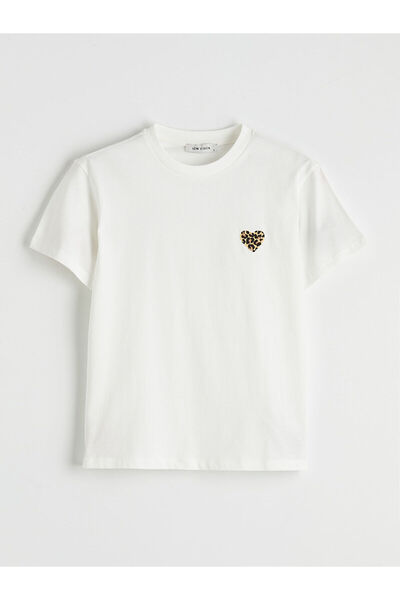 LC Waikiki Peak New Season Crew Neck Leopard Heart Printed Women's T-Shirt