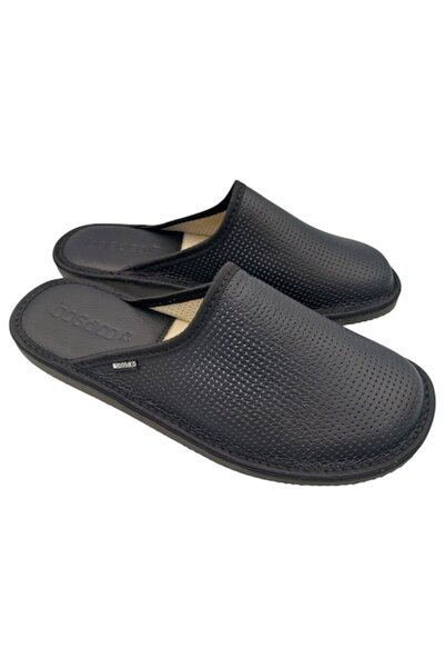 Bosaco Slippers for Men, Leather Black Size 40