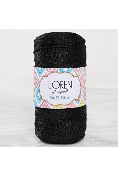 Leyaton حبل مكرامية لورين سوفت ستار أسود مع لمعان أسود RM10 LWLHM-YTRS345