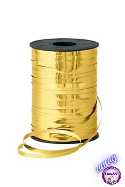 Erde 1 m x 8mm Parlak Altın (Gold) Metalik Şerit Rafya | Balon İpi | Plastik ...
