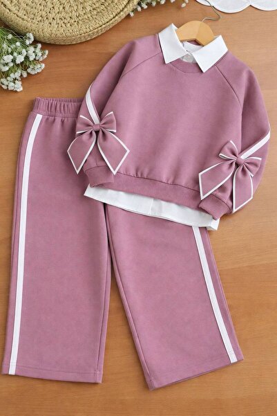 ARBİ kids Set elegant din două piese pentru fete, cu mâneci decorate cu funde...