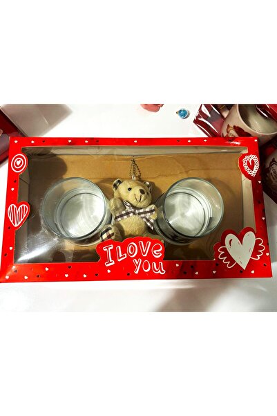 GNR Sevgili Özel Kutulu Ayıcık Hediyeli Love Yazılı Viski Bardağı Sevgililer ...