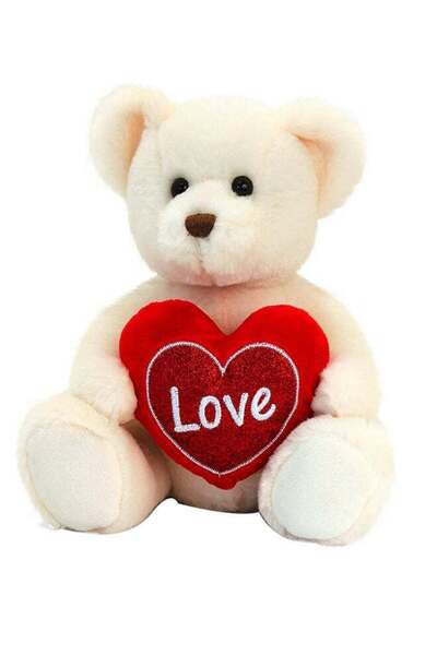 Keel Toys دب تشيستر كريمي اللون مع قلب، 75 سم