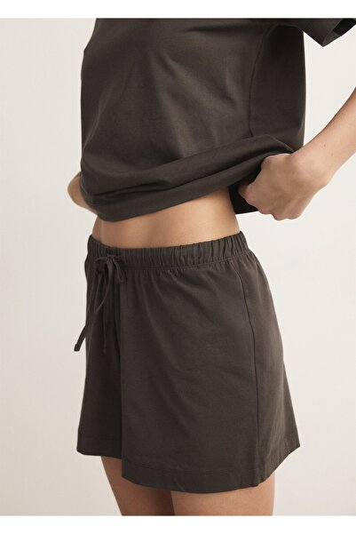 MANGO Woman Kısa kollu pamuklu iki parça pijama takımı