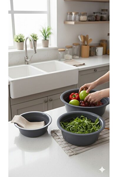 lufy 3-Piece Bowl Set, Baking Bowl, Deep Bowl, 3 Size Dough Kneading Bowls