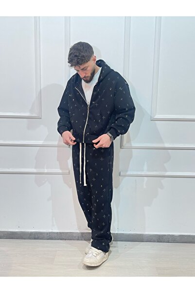 Urban Collection Men's cotton tracksuit with imitation accessories.