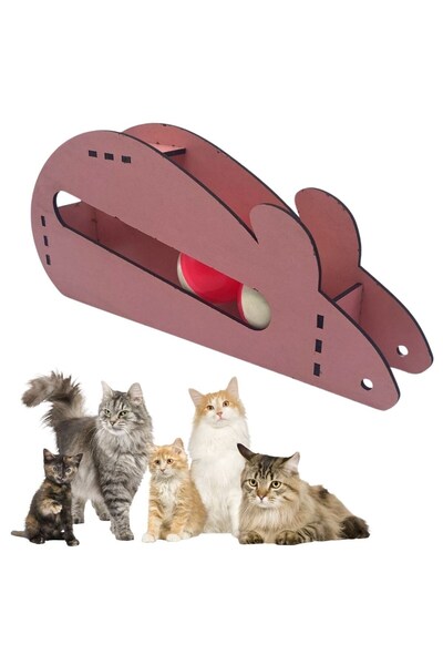 Twin Store ®   Cat Game Wooden 2-Ball Cat Toy Wooden Cat Game Board and Ball Toy