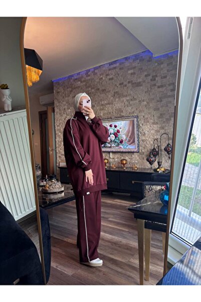 Wovi Moda Women's Tracksuit Set Double Set with Zipper Collar