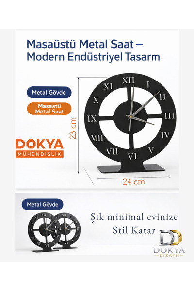 Dairesel Roma - Romen Rakamlı Masaüstü Saat -Sessiz Mekanizma- Modern Hediyelik Saat