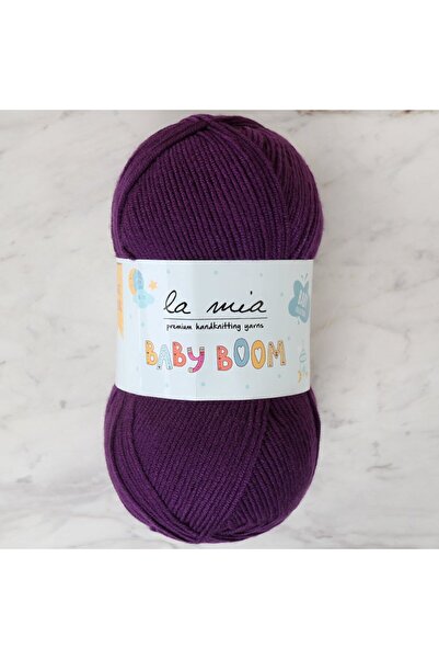 N&M STORE حبل محبوك يدوي باللون الأرجواني الباذنجاني من La Mia Baby Boom - 60...