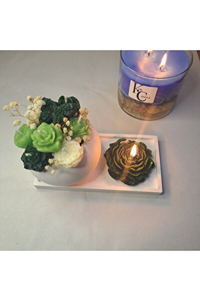 MODAVİEWS Dekoratif 3 lü saksı mum