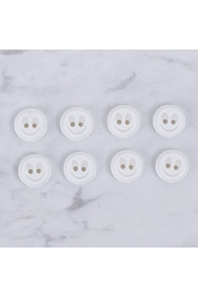 Leyaton مجموعة لورين كرافتس مكونة من 8 أزرار بيضاء على شكل وجه مبتسم - 0611 L...