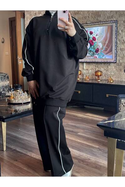 Wovi Moda Women's Tracksuit Set Double Set with Zipper Collar